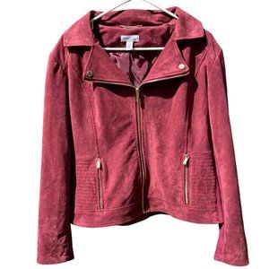 Calvin Klein Maroon Suede Bomber Style Jacker